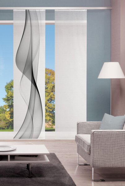Home Wohnideen Schiebevorhang Digitaldruck Bambus-Optik "Welario"  260 x 60 cm Grau