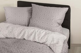 Aminata-Home Biber-Bettwäsche 135 x 200 gestreifte Streifen-Motiv geometrisch geometrisches-Muster Baumwolle mit Reißverschluss Flanell-Bettwäsche-Set weich & kuschelig weiß Rose Landhaus-Sti