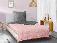 Irisette Biber Bettwäsche 155x220 2tlg grau rosa |...