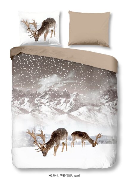 good morning Flanell Bettwäsche 3 teilig Bettbezug 240 x 220 cm Kopfkissenbezug 60 x 70 cm Winter 6350.02.03 Sand