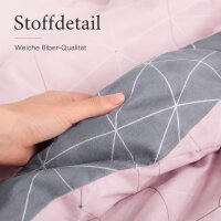 Davos Janine Biber Bettwäsche 2tlg grau rosa 65101-01| Bettwäsche-Set aus 100% Baumwolle | 2 teilige Wende-Bettwäsche 135x200 cm & Kissen 80x80 cm | Geometrisches Muster