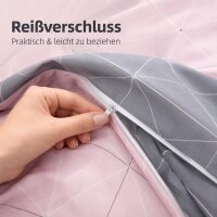 Davos Janine Biber Bettwäsche 2tlg grau rosa 65101-01| Bettwäsche-Set aus 100% Baumwolle | 2 teilige Wende-Bettwäsche 135x200 cm & Kissen 80x80 cm | Geometrisches Muster