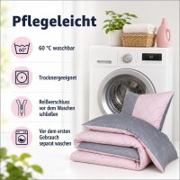 Davos Janine Biber Bettwäsche 2tlg grau rosa 65101-01| Bettwäsche-Set aus 100% Baumwolle | 2 teilige Wende-Bettwäsche 135x200 cm & Kissen 80x80 cm | Geometrisches Muster