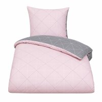 Davos Janine Biber Bettwäsche 2tlg grau rosa...