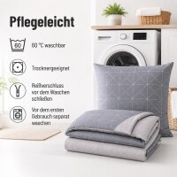 Davos Janine Biber Bettwäsche 2tlg grau Silber 65101-08 | Bettwäsche-Set aus 100% Baumwolle | 2 teilige Wende-Bettwäsche 135x200 cm & Kissen 80x80 cm | Geometrisches Muster