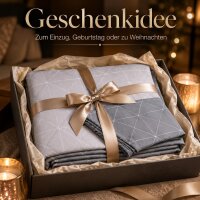 Davos Janine Biber Bettwäsche 2tlg grau Silber 65101-08 | Bettwäsche-Set aus 100% Baumwolle | 2 teilige Wende-Bettwäsche 135x200 cm & Kissen 80x80 cm | Geometrisches Muster