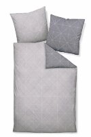 Davos Janine Biber Bettwäsche 2tlg grau Silber 65101-08 | Bettwäsche-Set aus 100% Baumwolle | 2 teilige Wende-Bettwäsche 155x220 cm & Kissen 80x80 cm | Geometrisches Muster
