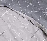Davos Janine Biber Bettwäsche 2tlg grau Silber 65101-08 | Bettwäsche-Set aus 100% Baumwolle | 2 teilige Wende-Bettwäsche 155x220 cm & Kissen 80x80 cm | Geometrisches Muster