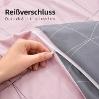Davos Janine Biber Bettwäsche 2tlg grau rosa 65102-08| Bettwäsche-Set aus 100% Baumwolle | 2 teilige Wende-Bettwäsche 135x200 cm & Kissen 80x80 cm | Nordic nordisch Style Muster