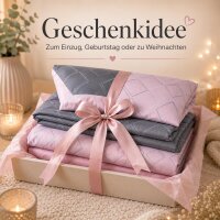 Davos Janine Biber Bettwäsche 2tlg grau rosa 65102-08| Bettwäsche-Set aus 100% Baumwolle | 2 teilige Wende-Bettwäsche 135x200 cm & Kissen 80x80 cm | Nordic nordisch Style Muster
