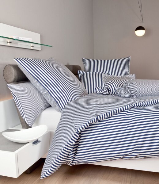 Janine Mako-Satin Bettwäsche 200X200+2x80x80 3 teilig  modernclassic 3912-12-620 dunkelblau