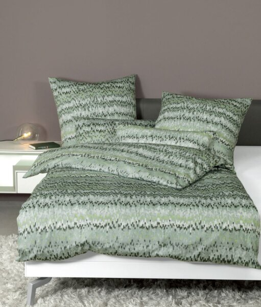 Janine Mako Satin 2 teilig Bettbezug 135 x 200 cm Kopfkissenbezug 80 x 80 cm Milano 43122-06 rauchgrün