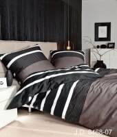 Janine Mako Satin 3 teilig Bettbezug 240 x 220 cm Kopfkissenbezug 80 x 80 cm  J. D. 8468-07 nougat-schwarz