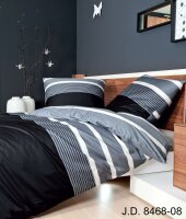 Janine Mako Satin 3 teilig Bettbezug 200 x 220 cm Kopfkissenbezug 80 x 80 cm  J. D. 8468-08 silber-schwarz