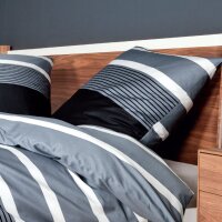 Janine Mako Satin 3 teilig Bettbezug 200 x 220 cm Kopfkissenbezug 80 x 80 cm  J. D. 8468-08 silber-schwarz