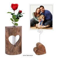 Soma Blumenvase Fotoständer Kartenhalter Hochzeitsgeschenk Hochzeitsdeko Set Mangoholz massiv (BxHxL) 12 x 20 x 5 cm
