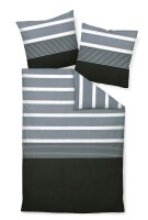 Janine Satin-Bettwäsche J.D. Silber-schwarz 155 x 220 cm + 80 x 80 cm