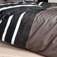 Janine Satin-Bettwäsche J.D. Nougat-schwarz 155 x 220 cm + 80 x 80 cm