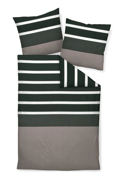 Janine Mako-Satin Bettwäsche 200X200+2x80x80 3 teilig   J. D. 8468-07-620 nougat-schwarz