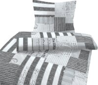 soma Biber Bettwäsche 2 teilig Bettbezug 155 x 220 cm Kopfkissenbezug 80 x 80 cm Karo anthrazit