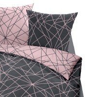 Dormisette Biber Bettwäsche 2tlg grau rosa 2294-93 | Bettwäsche-Set aus 100% Baumwolle | 2 teilige Wende-Bettwäsche 135x200cm & Kissen 80x80 cm | Geometrisches Muster Linien