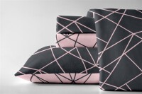 Dormisette Biber Bettwäsche 2tlg grau rosa 2294-93 | Bettwäsche-Set aus 100% Baumwolle | 2 teilige Wende-Bettwäsche 135x200cm & Kissen 80x80 cm | Geometrisches Muster Linien