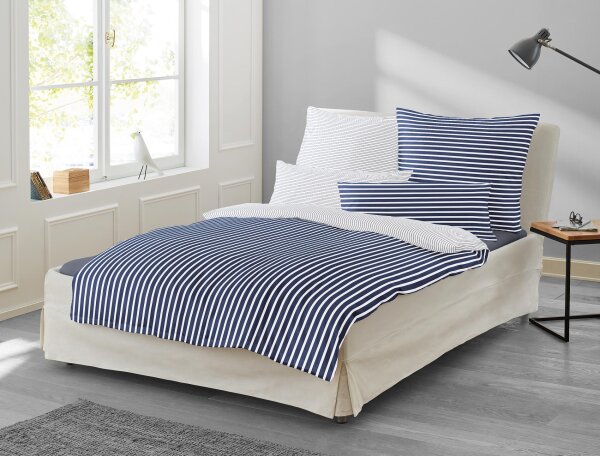 Irisette Mako-Satin Bettwäsche Set Nora 8255 blau 135 x 200 cm + 1 Kissenbezug 80x80 cm