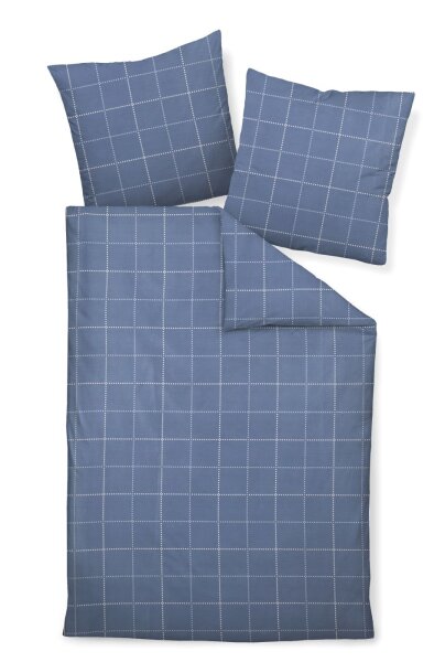 Janine Mako Satin Bettwäsche 3 teilig Bettbezug 240 x 220 cm Kopfkissenbezug 80 x 80 cm J. D. 87062-02 blau