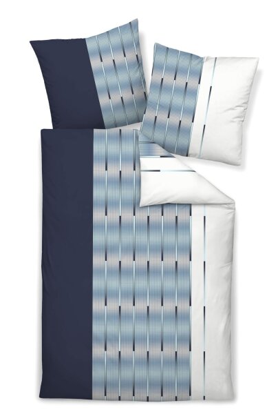 Janine Mako-Satin Bettwäsche 200x220 2x80x80 3 teilig  MILANO 45026-02-622 nachtschattenblau perlblau