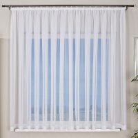 Gerster Store mit Kräuselband, Uni B = 600 x H =180 cmTransparent Voile Uni weiß