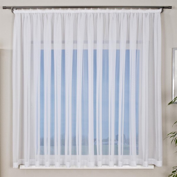 Gerster Store mit Kräuselband, Uni B = 300 x H =245 cmTransparent Voile Uni weiß