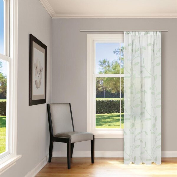 Gerster Schal mit Tunneldurchzug und Kräuselband Scherli Blattranke B = 140 x H =245 cmHalbtransparent Webware Floral mint