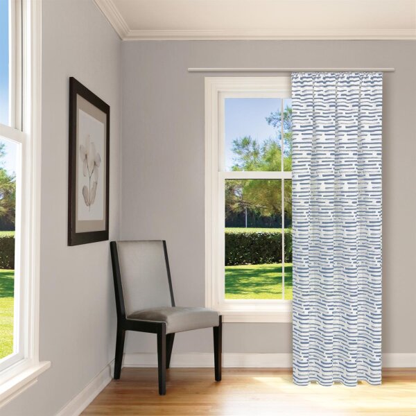 Gerster Schal mit Käuselband und Tunnelzug, 100%Baumwolle, GOTS zertifziert B = 140 x H =245 cmHalbtransparent Batist Streifen blau