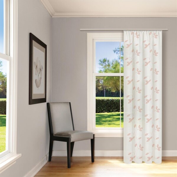 Gerster Schal mit Käuselband und Tunnelzug, 100%Baumwolle, GOTS zertifziert B = 140 x H =245 cmTransparent Webware Floral altrosa