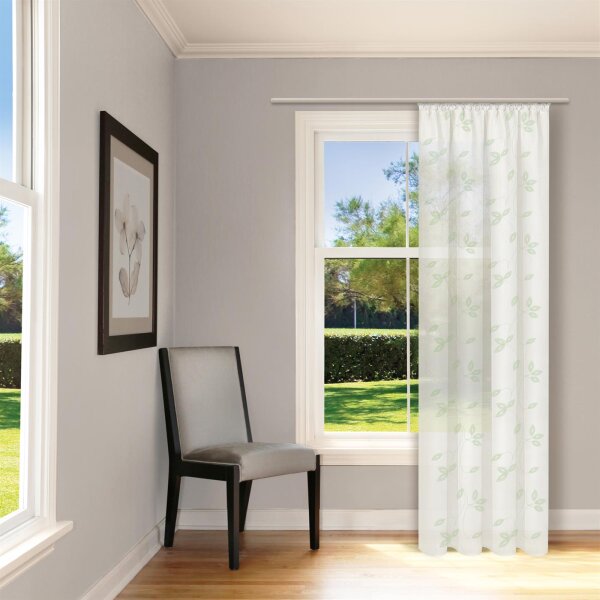 Gerster Schal mit Käuselband und Tunnelzug, 100%Baumwolle, GOTS zertifziert B = 140 x H =245 cmTransparent Webware Floral grün