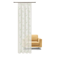 Gerster Schal mit Käuselband und Tunnelzug, 100%Baumwolle, GOTS zertifziert B = 140 x H =245 cmTransparent Webware Floral grün