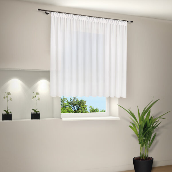 Gerster Store Alina mit Smokband, variabel B = 450 x H =150 cmTransparent Effekt-Webware Uni weiß