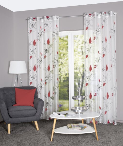 Home Wohnideen Ösenschal Ausbrenner Bedruckt "Karla" 245 x 140 cm Rot