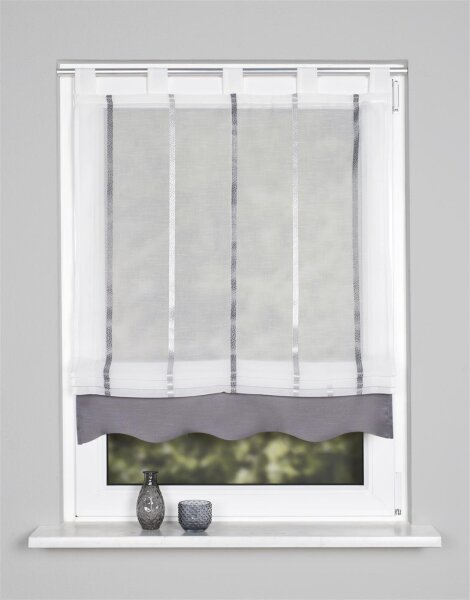 Home Wohnideen Schlaufenrollo Längsstreifen 140 x 80 cm Grau