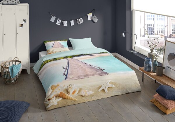 Pure Renforcé  Bettwäsche 135 X 200 cm + 1 x 80 X 80 cm Moana bunt