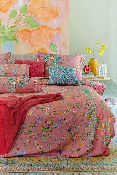 Pip Studio Perkal Bettwäsche Petites Fleurs Pink 155X220 155 x 220 cm + 1x 80 x 80 cm 1 Bettbezug, 1 Kissenbezug Rosa