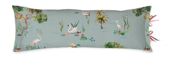 Pip Studio Little Swan Langes Dekokissen - Grau Perkal, 100 % fein gewebte Baumwolle, 200 TC 1 Zierkissen 30 x 90 cm