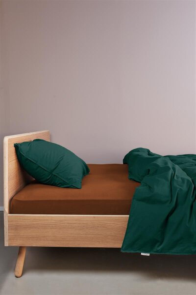 Beddinhouse Jersey Spannbettlaken , Baumwolle 160 Tds Terra /220 /220 cm Steghöhe: 10 cm 1 Splittopper- Terrakotta