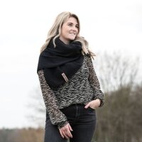 Knit Factory Liv DreiecksSchal 190x85 cm Glatt Schwarz