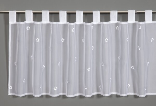 Gardinia Bistrogardine, Voile Stickerei Streublumen weiß 48 x 140