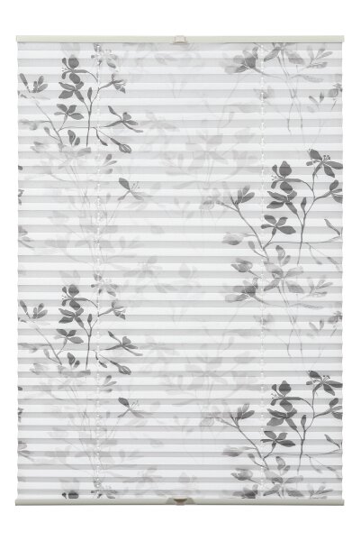 Gardinia Plissee Bella, ohne Bohren, weiß mit Blättern 40 x 130 cm