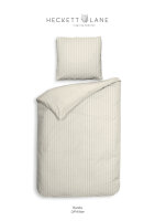 Heckett and Lane Bettwäsche Banda 1 Bettwäsche 140x220cm mit 1 Kopfkissen 60x70cm 100% Baumwolle Mako-Satin Off-White