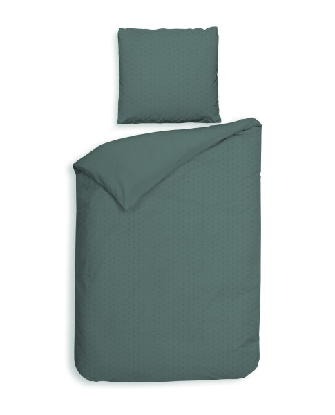 Heckett and Lane Mako Satin Punto Bettwäsche 155 Mineral Green Dotted Mineral-Green 1 Bettbezug 155x220cm + 1 Kissenbezug 80x80cm
