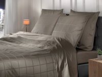 Heckett and Lane Mako Satin Diamante Bettwäsche 135 Taupe Grey  Taupe-Grey 1 Bettbezug 135x200cm + 1 Kissenbezug 80x80cm
