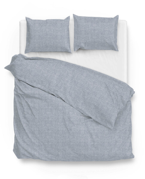 Zo!Home  Lino Bettwäsche 200 Denim Uni Denim 1 Bettbezug 200x200cm + 2 Kissenbezug 80x80cm